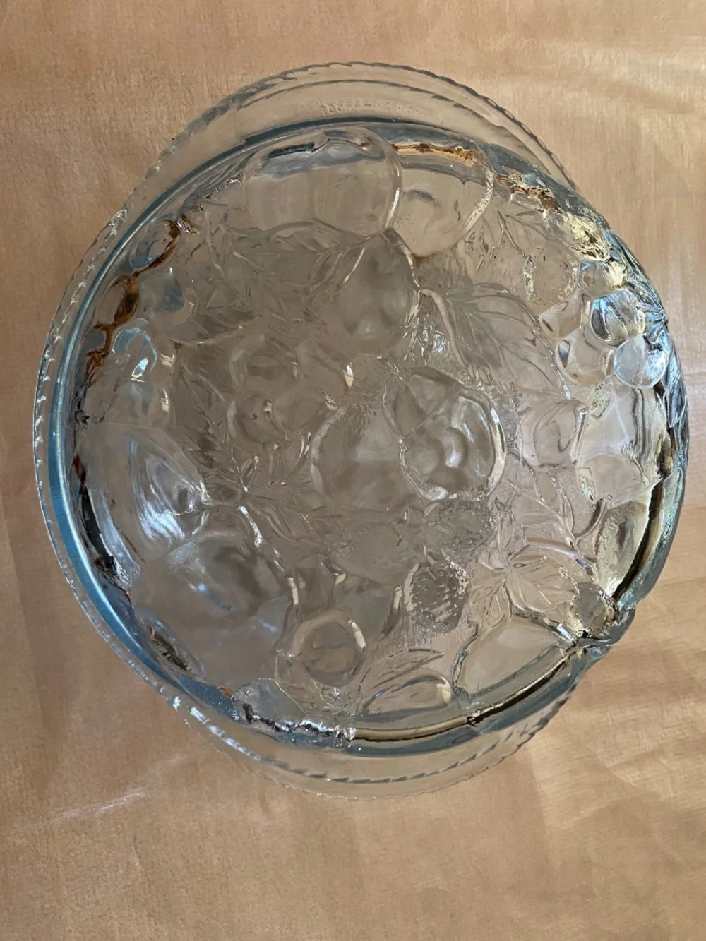 “Orchard Fruit” Vintage Libbey Blue glass 3qt. Casserole